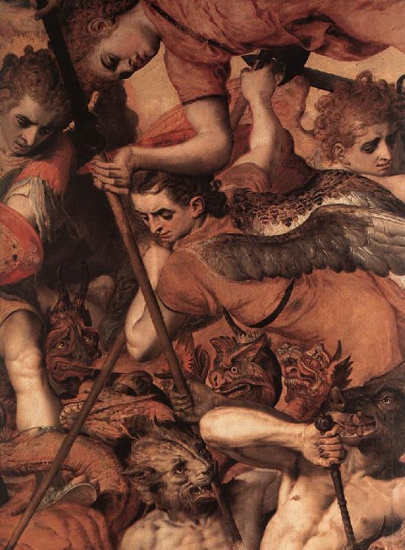 FLORIS, Frans The Fall of the Rebellious Angels (detail) dg France oil painting art
